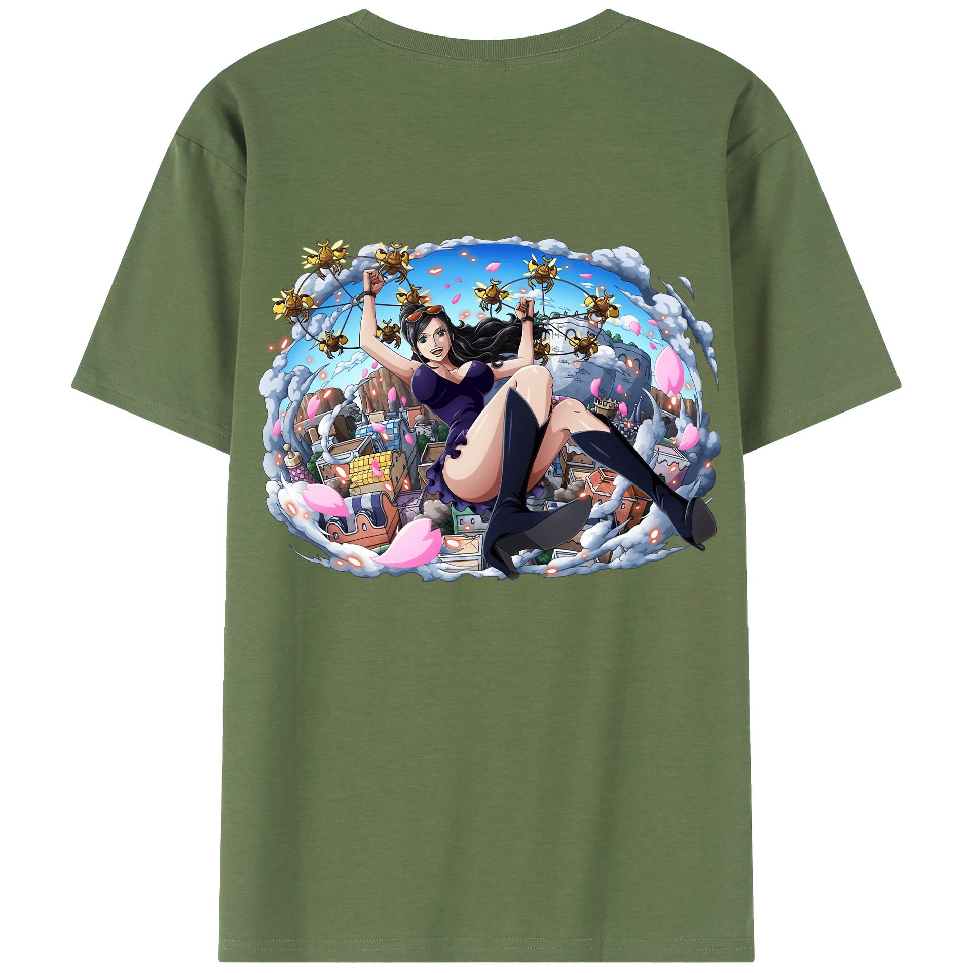 ワンピース ニコ・ロビン ONE PIECE Nico Robin 綿100％ メンズ半袖Tシャツ（バックプリント） 通気性
